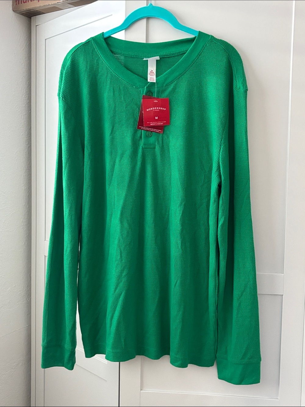 NWT Wondershop Emerald Green Waffle Henley Long Sleeve Top